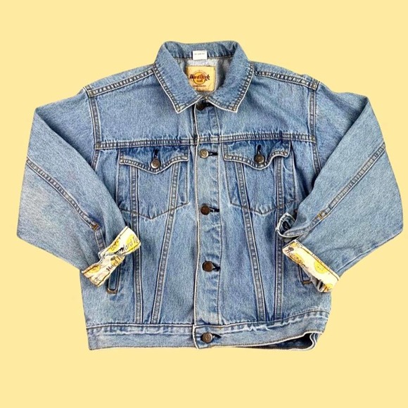 Vintage 90s Hard Rock Cafe Cropped Jean Jacket - Picture 3 of 4